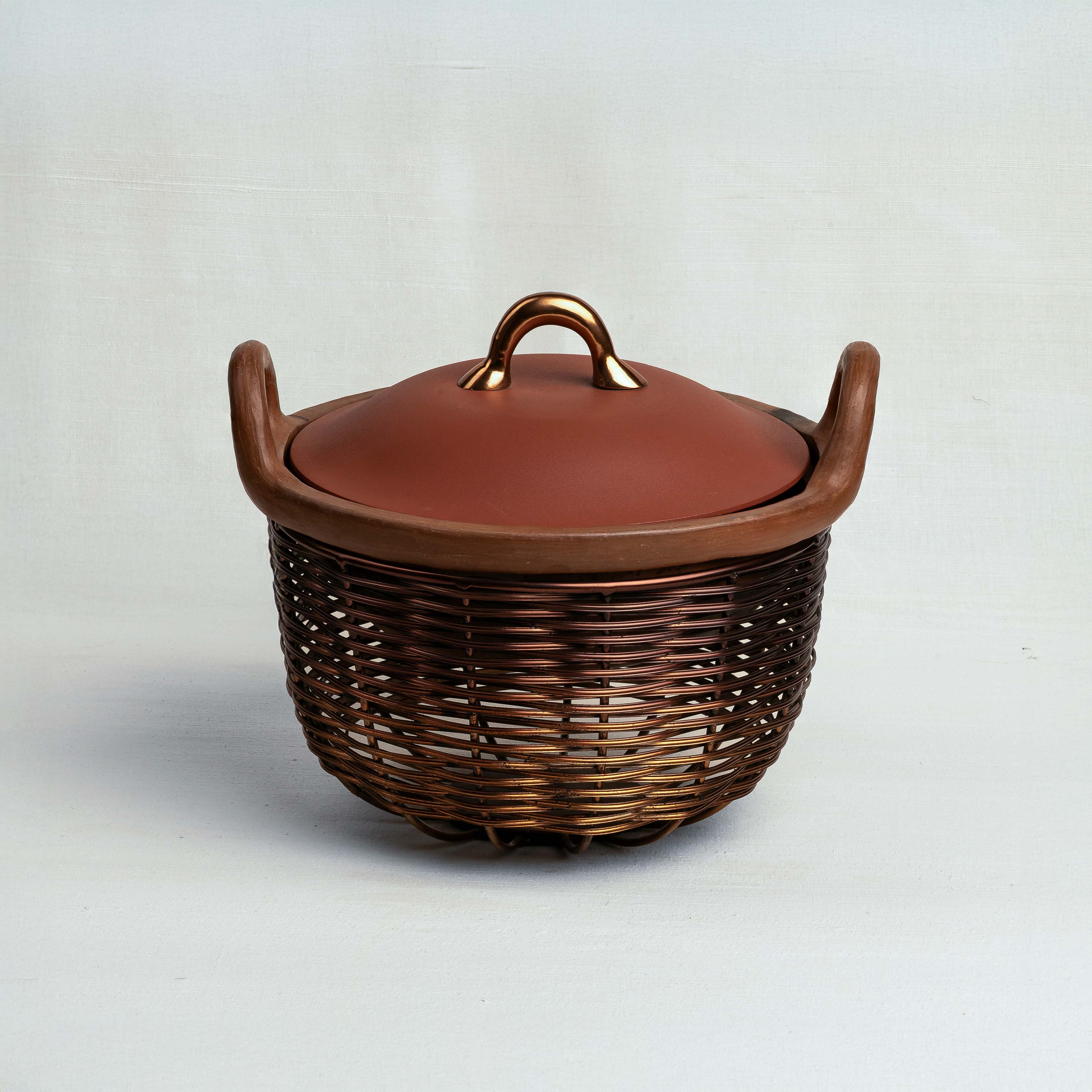 Copper Tokri Chafing Basket / Terracotta Kadai (Large)