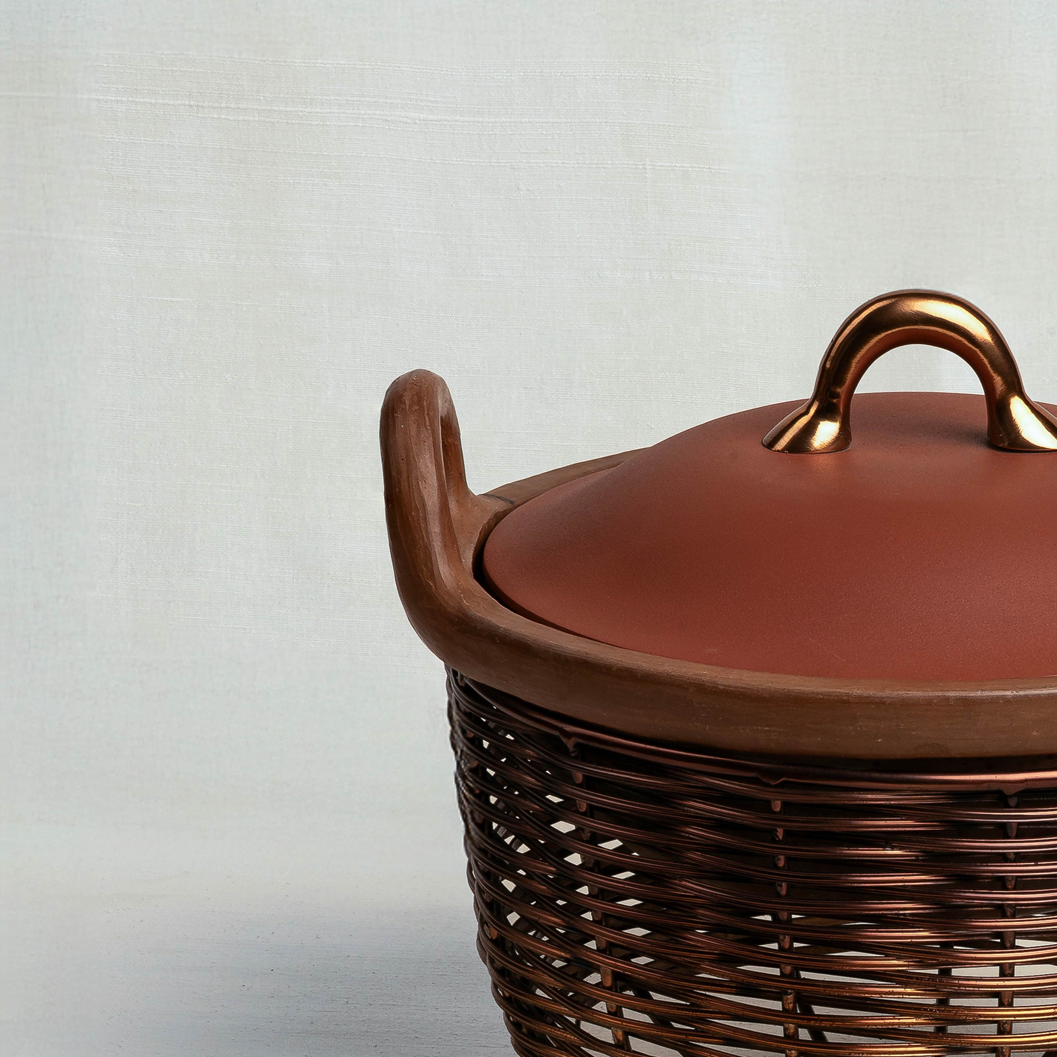 Copper Tokri Chafing Basket / Terracotta Kadai (Large)