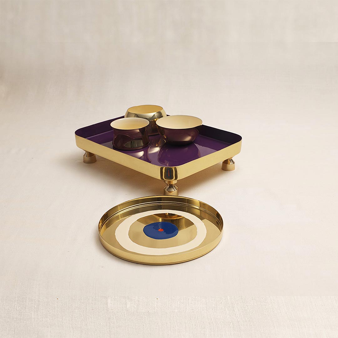 Tantra Chowki Tray Purple (Large)