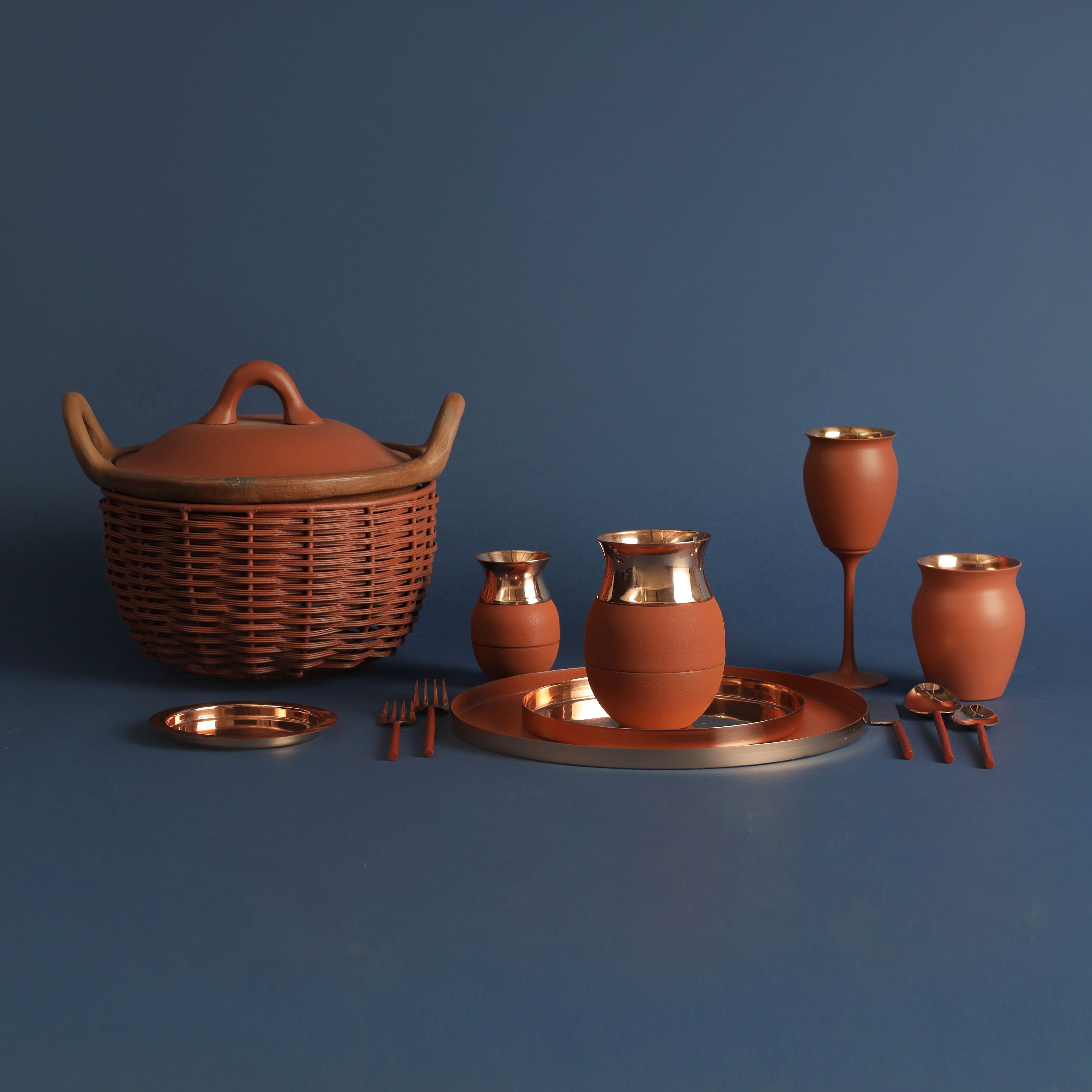 Terracotta Tokri Chafing Basket / Terracotta Kadai (Large)
