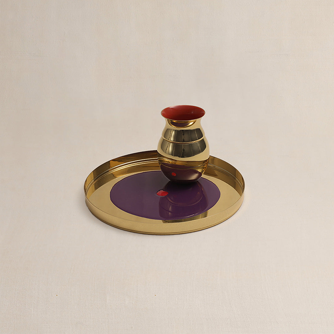 Bindu Thaali Platter Purple / Hot Pink (8")
