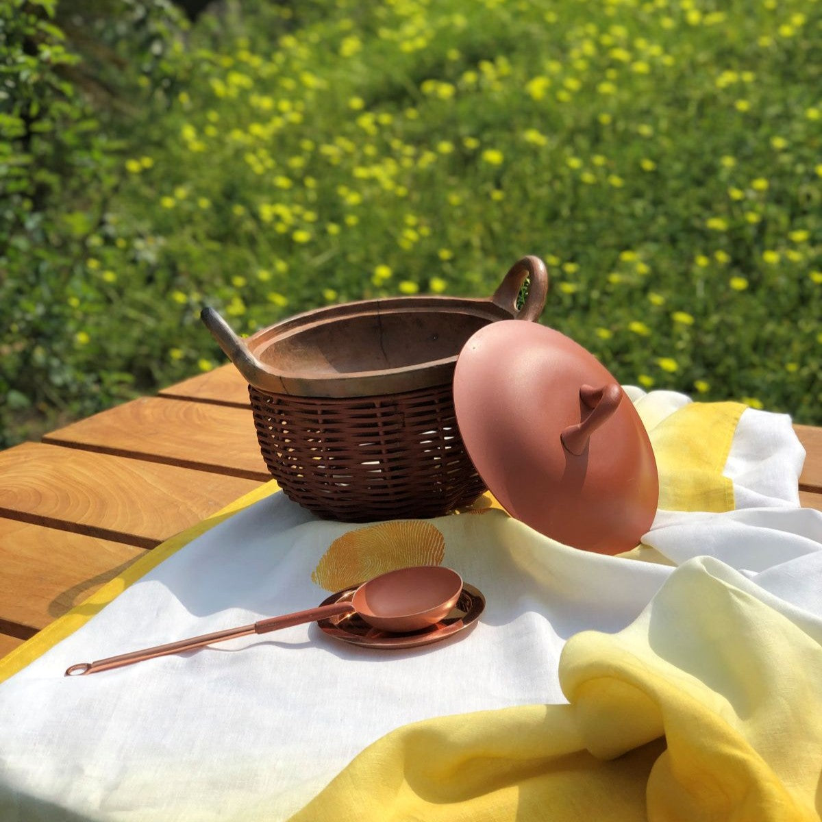 Terracotta Kadai and Tokri Chafing Basket Small