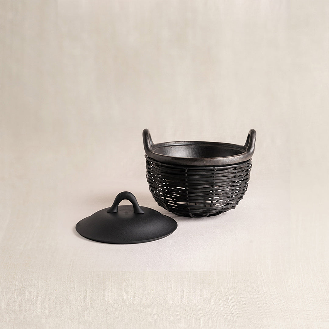 Black Kadai and Tokri Chafing Basket Small