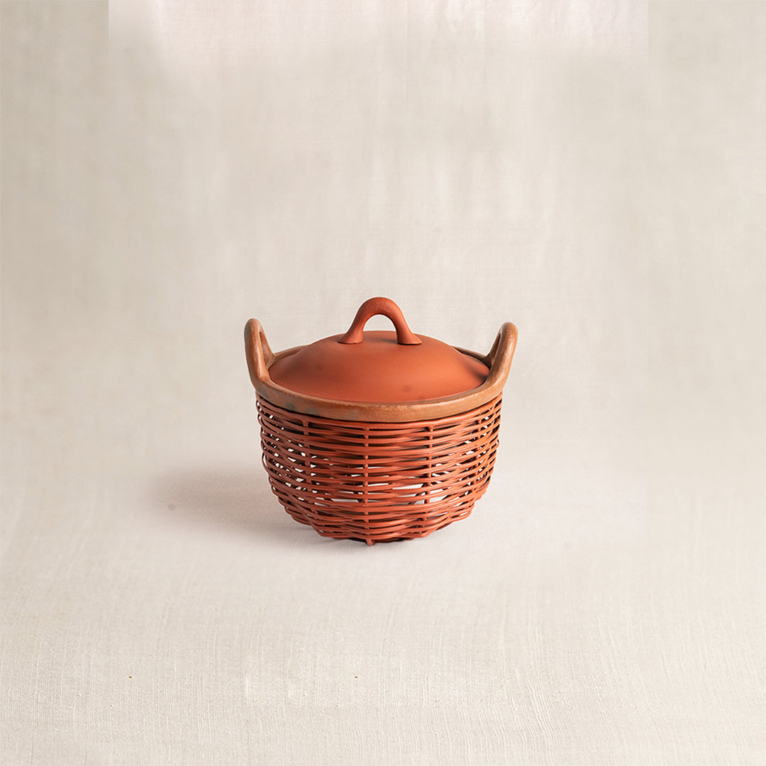 Terracotta Kadai and Tokri Chafing Basket Small