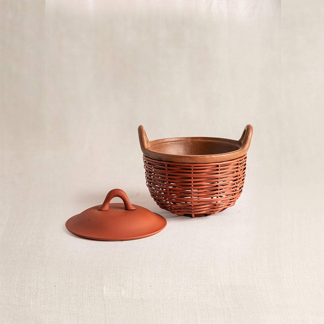 Terracotta Kadai and Tokri Chafing Basket Small