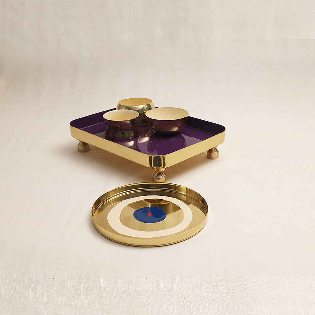 Tantra Chowki Tray Set (Purple)