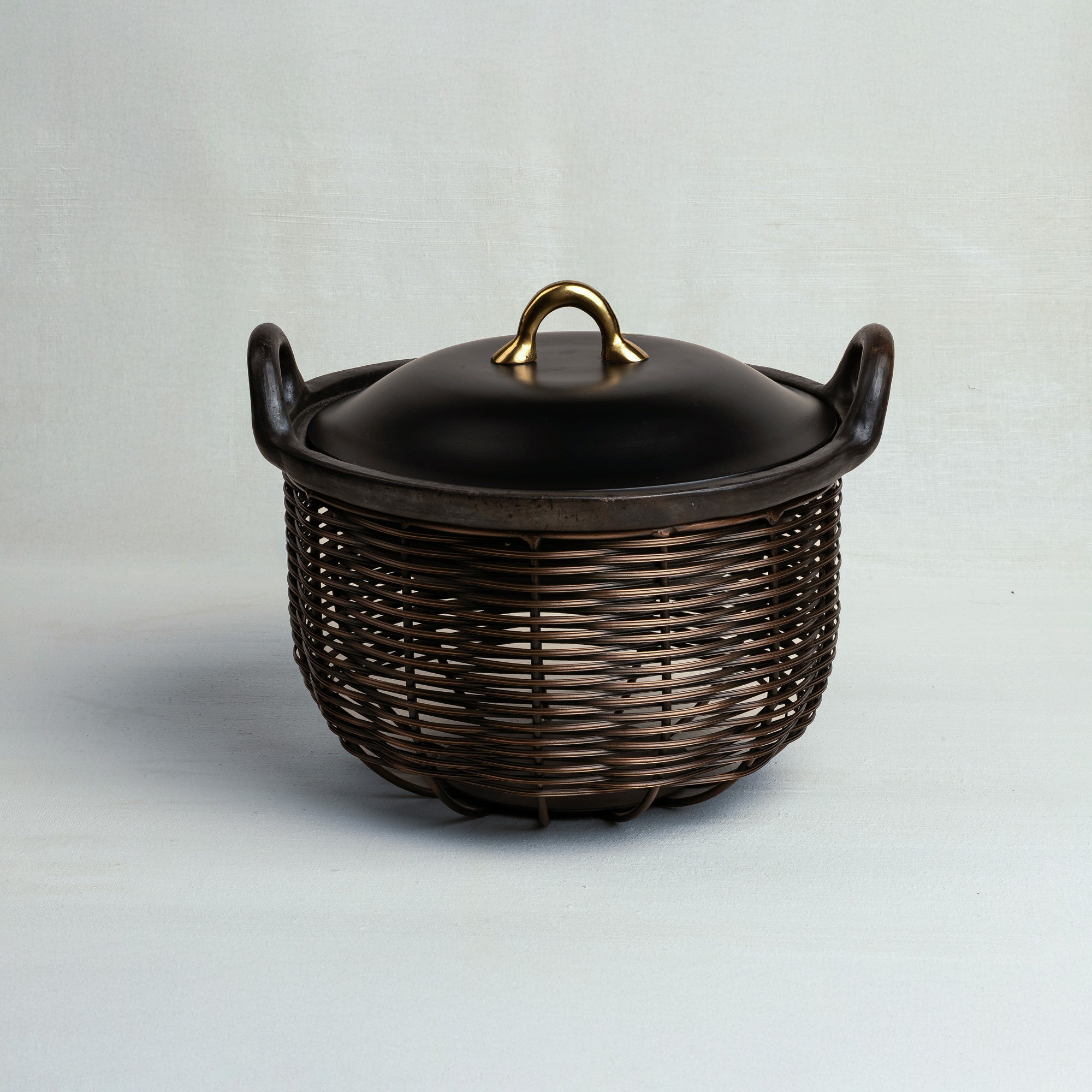 Brass Finish Kadai and Tokri Chafing Basket Medium