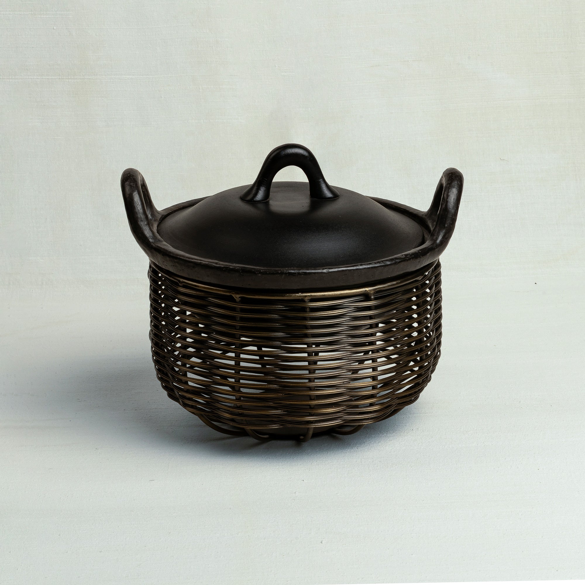 Brass finish Kadai and Tokri Chafing Basket Large