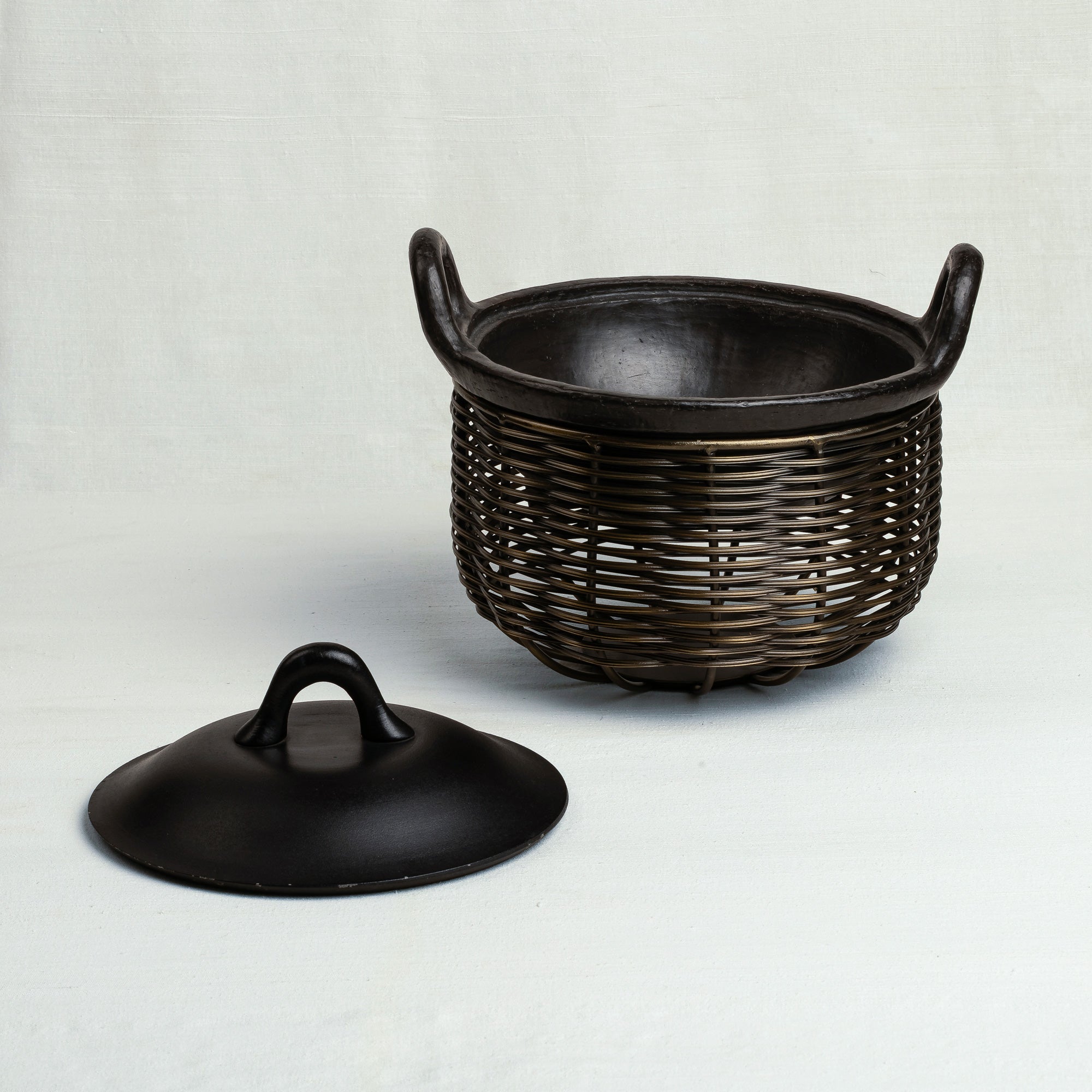 Brass finish Kadai and Tokri Chafing Basket Large
