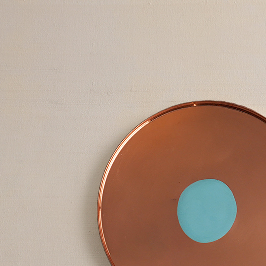 Copper Bindu Thaali Platter Blue (8")