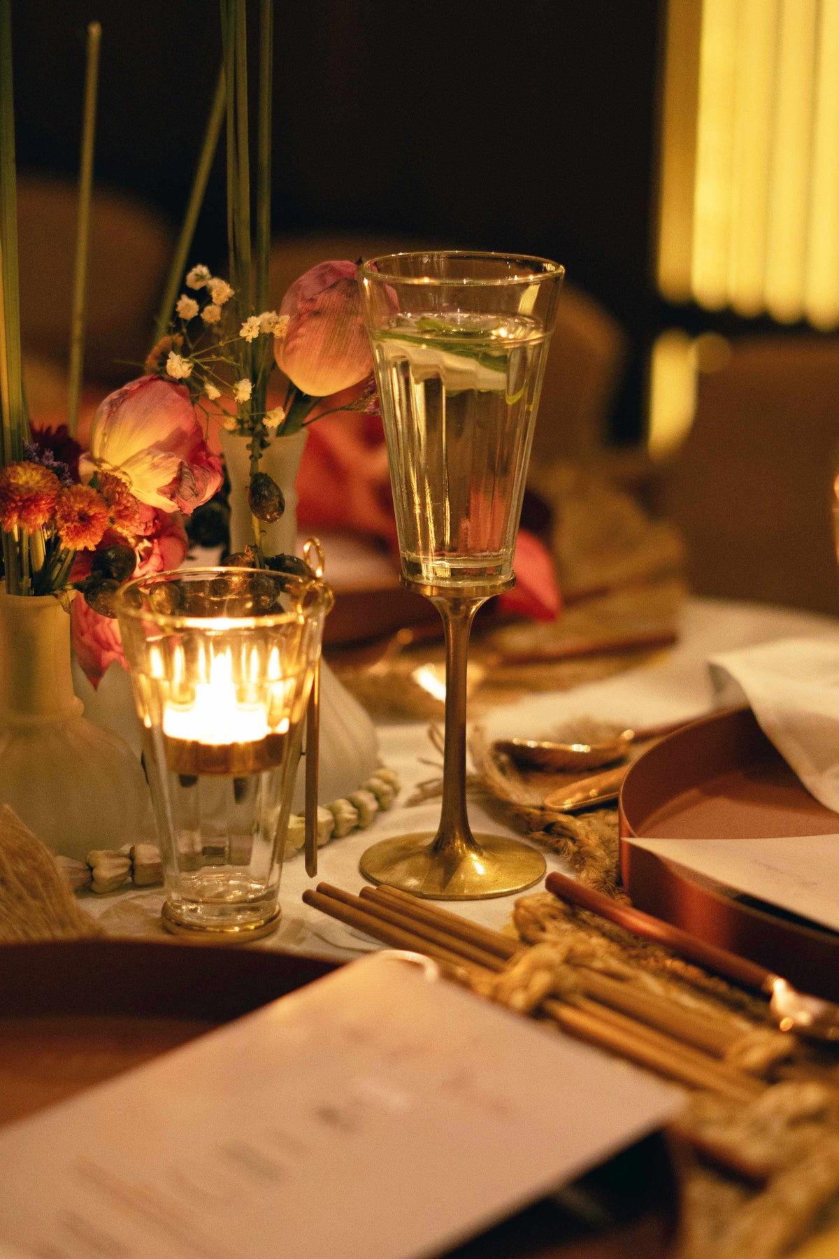 Chai Stem Glass Brass (Set of 2)
