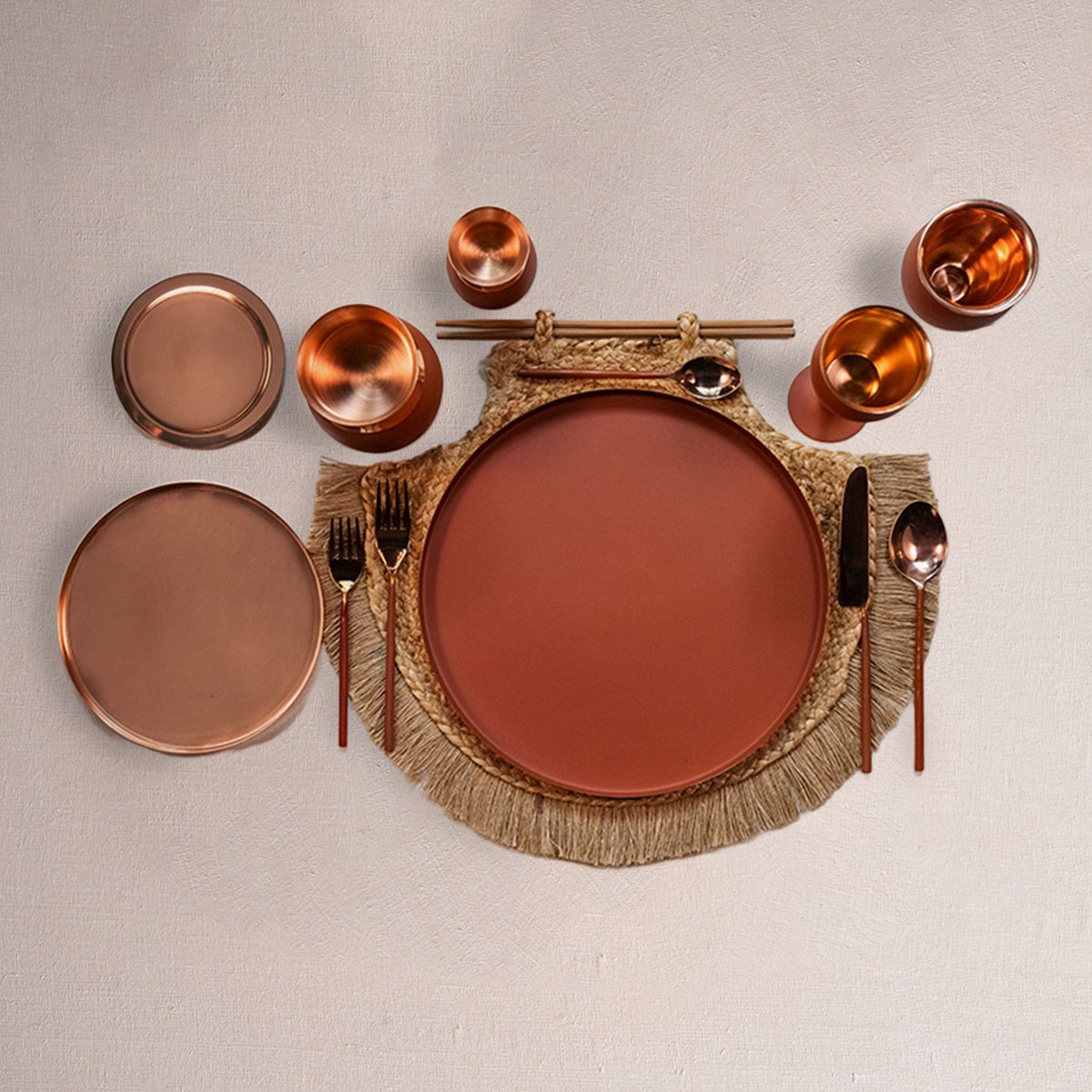 Copper Dhakkan Plate  (Set of 2)